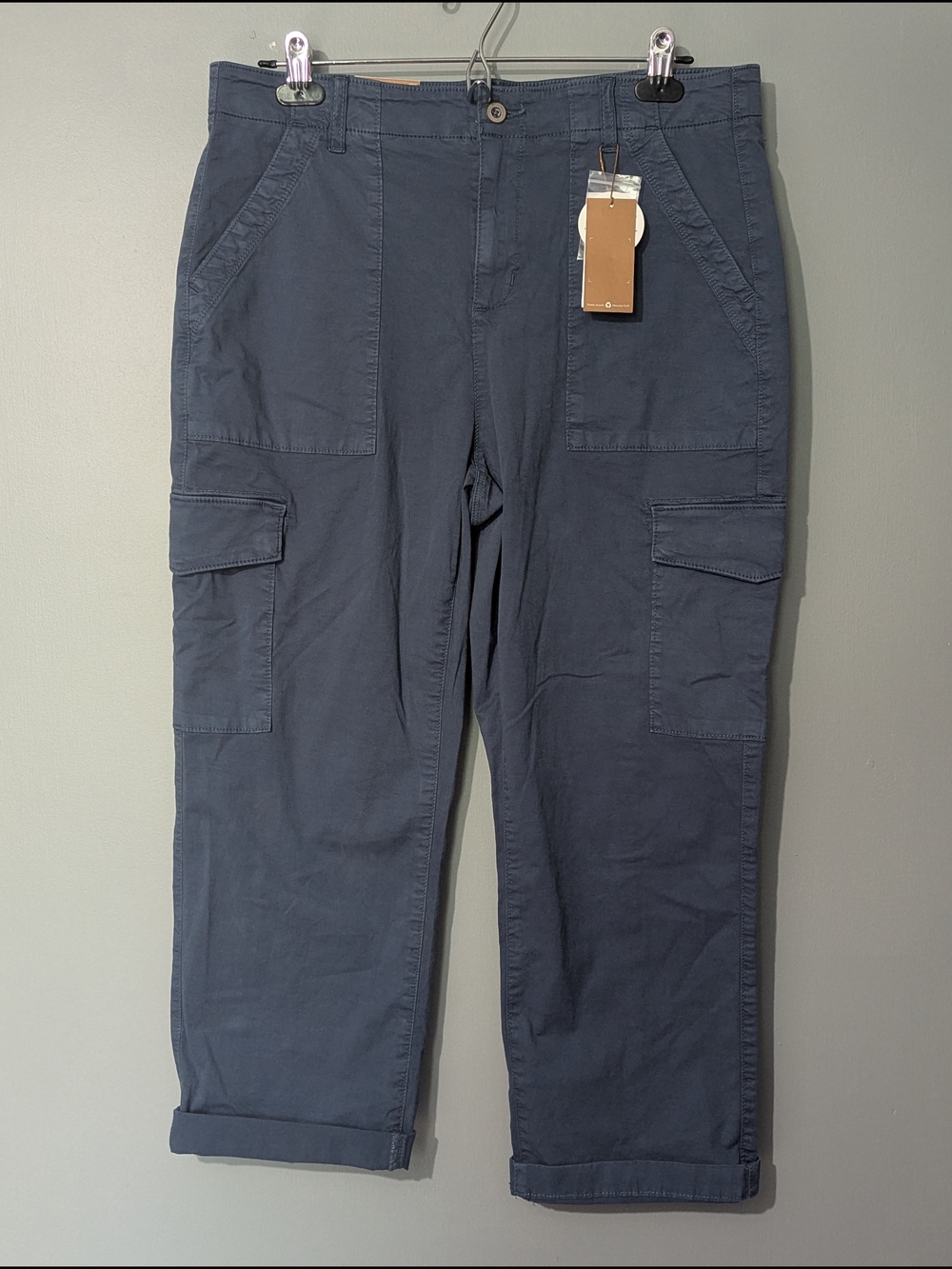 Denver Hayes Women's High Rise Straight Crop Navy Cargo Pants Y2K Streetwear